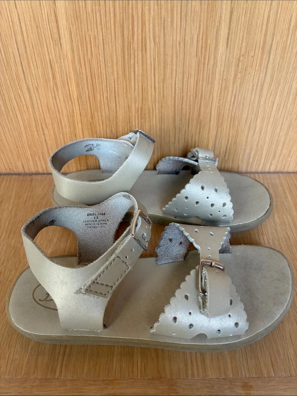 Footmates Girls ARIEL Leather Sandal - Gold - Size 13